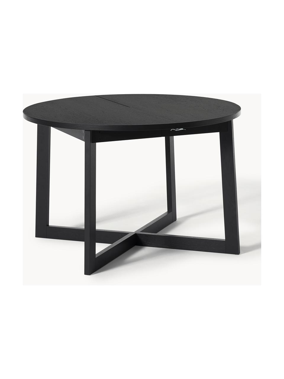 Mesa de comedor extensible Bennet, 115-215 x 75 cm, Tablero: fibras de densidad media , Patas: madera de roble maciza ba, Madera de roble pintado negro, An 115/215 x F 115