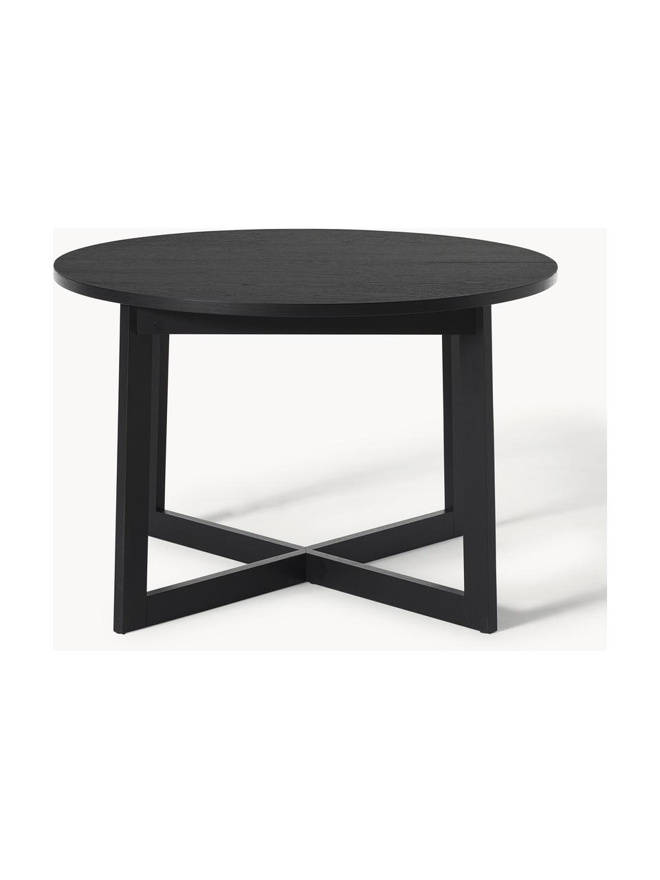 Mesa de comedor extensible Bennet, 115-215 x 75 cm, Tablero: fibras de densidad media , Patas: madera de roble maciza ba, Madera de roble pintado negro, An 115/215 x F 115