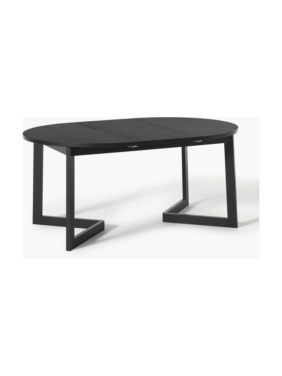 Mesa de comedor extensible Bennet, 115-215 x 75 cm, Tablero: fibras de densidad media , Patas: madera de roble maciza ba, Madera de roble pintado negro, An 115/215 x F 115