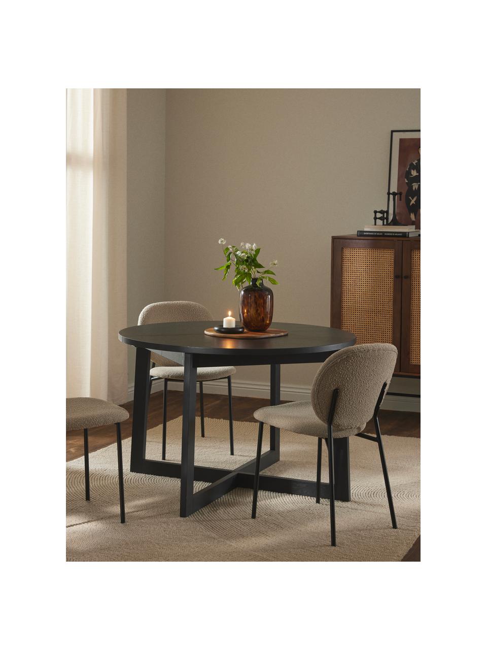 Mesa de comedor extensible Bennet, 115-215 x 75 cm, Tablero: fibras de densidad media , Patas: madera de roble maciza ba, Madera de roble pintado negro, An 115/215 x F 115