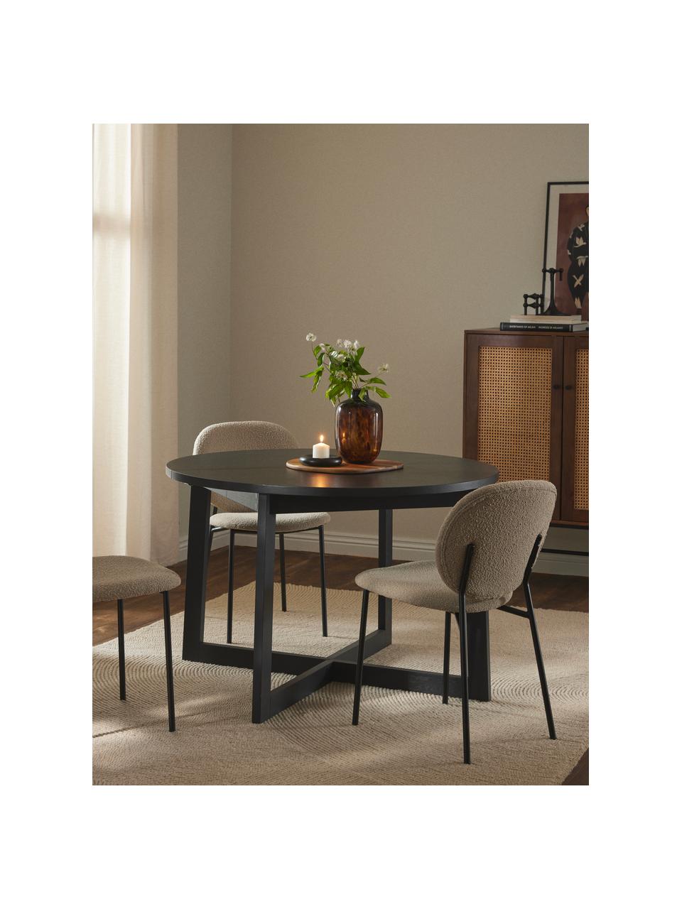 Tavolo da pranzo allungabile Bennet, 115 - 215 x 75 cm, Legno di quercia laccato nero, Larg. 115/215 x Prof. 115 cm