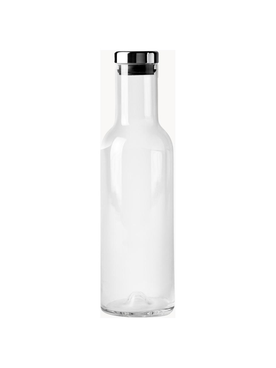 Botella con tapón Deluxe, 1 L, Vidrio soplado artesanalmente, silicona, Transparente, negro, 1 L