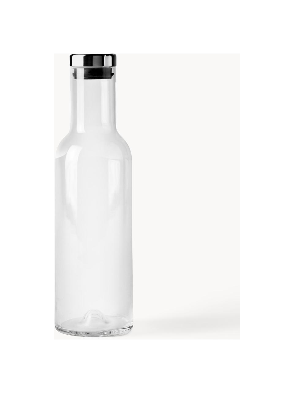 Botella con tapón Deluxe, 1 L, Vidrio soplado artesanalmente, silicona, Transparente, negro, 1 L