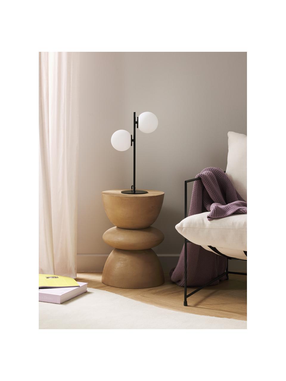 Stolní lampa z opálového skla Atlanta, Bílá, černá, Š 15 cm, V 45 cm