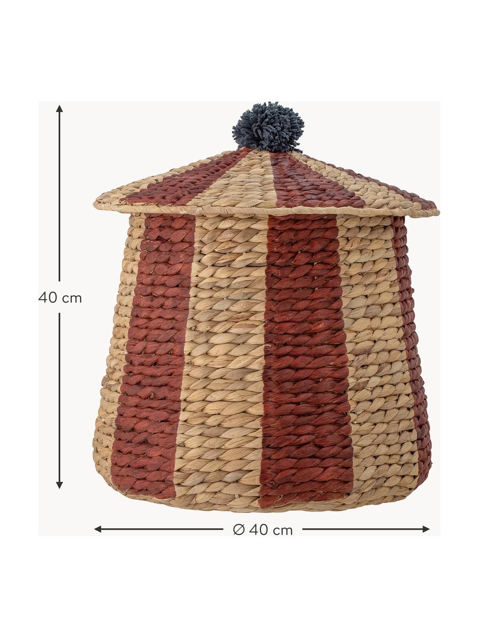 Panier de rangement enfant en jacinthe d'eau Birsen, Jacinthe d'eau, Brun clair, rouge, Ø 40 x haut. 40 cm