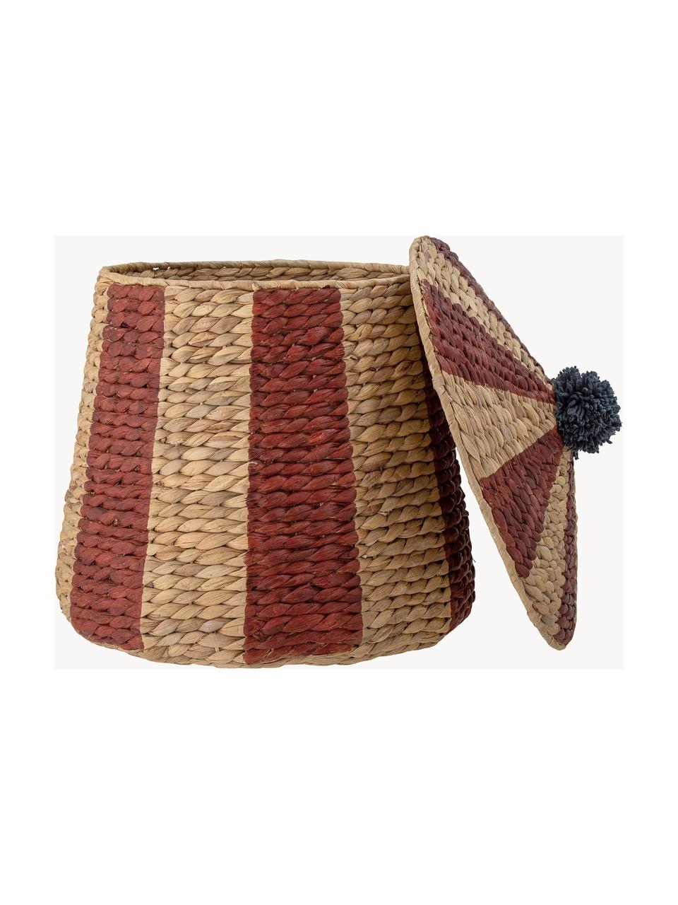 Panier de rangement enfant en jacinthe d'eau Birsen, Jacinthe d'eau, Brun clair, rouge, Ø 40 x haut. 40 cm