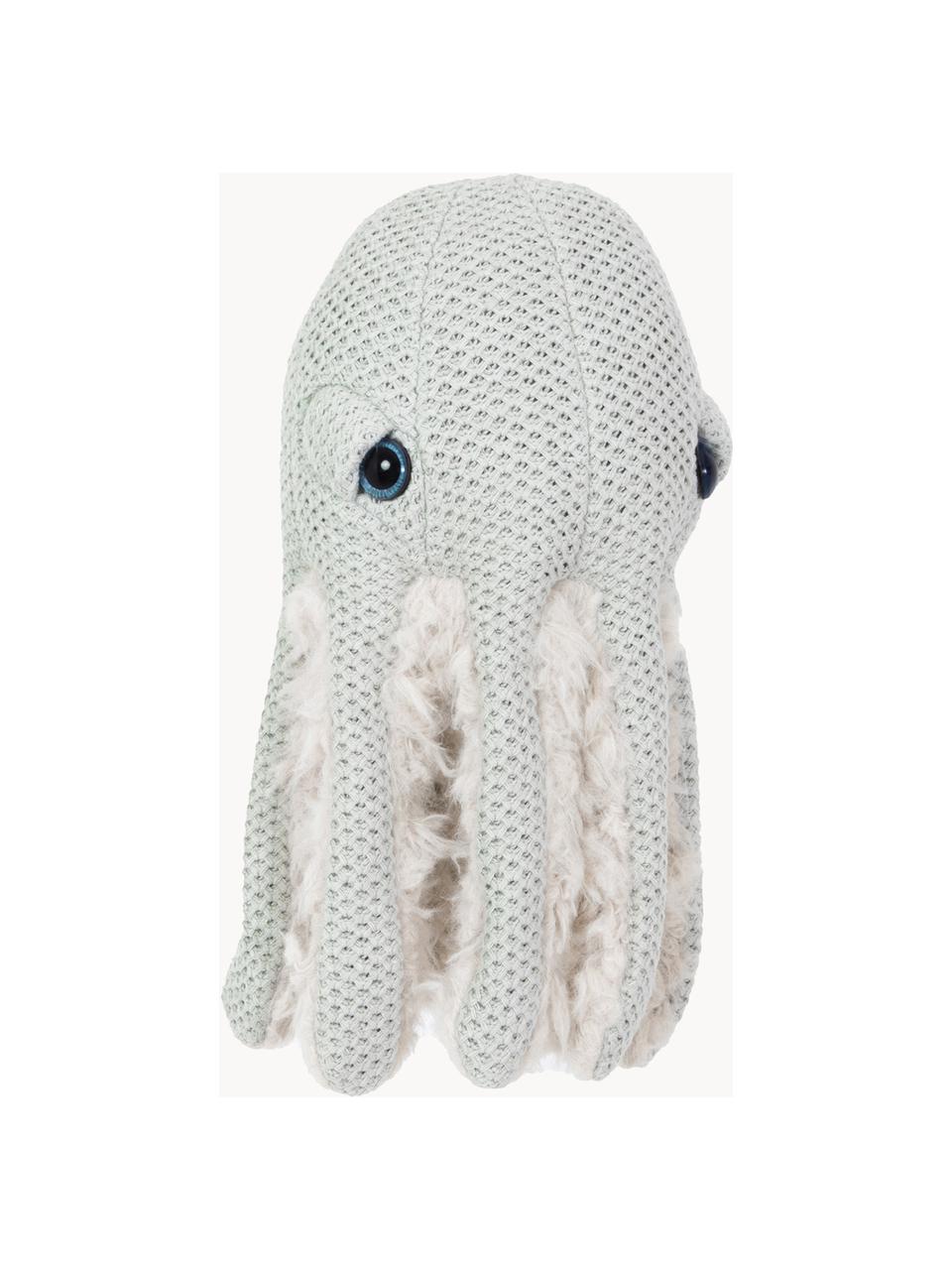 Ručně vyrobený měkký polštář Octopus, Mátově zelená, tlumeně bílá, Ø 16 cm, V 30 cm