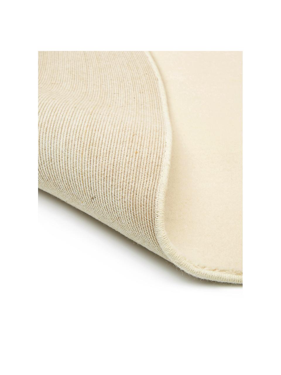 Rond wollen vloerkleed Ida in beige, Bovenzijde: 100% wol, Onderzijde: 60% jute, 40% polyester B, Beige, Ø 120 cm (maat S)