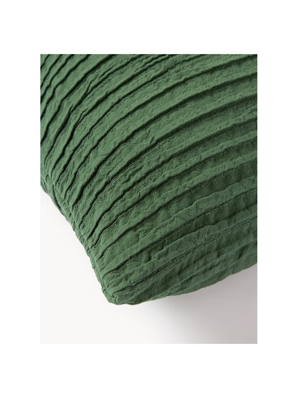 Plisovaný bavlněný povlak na polštář Artemis, 99 % bavlna, 1 % polyester, Tmavě zelená, Š 30 cm, D 50 cm