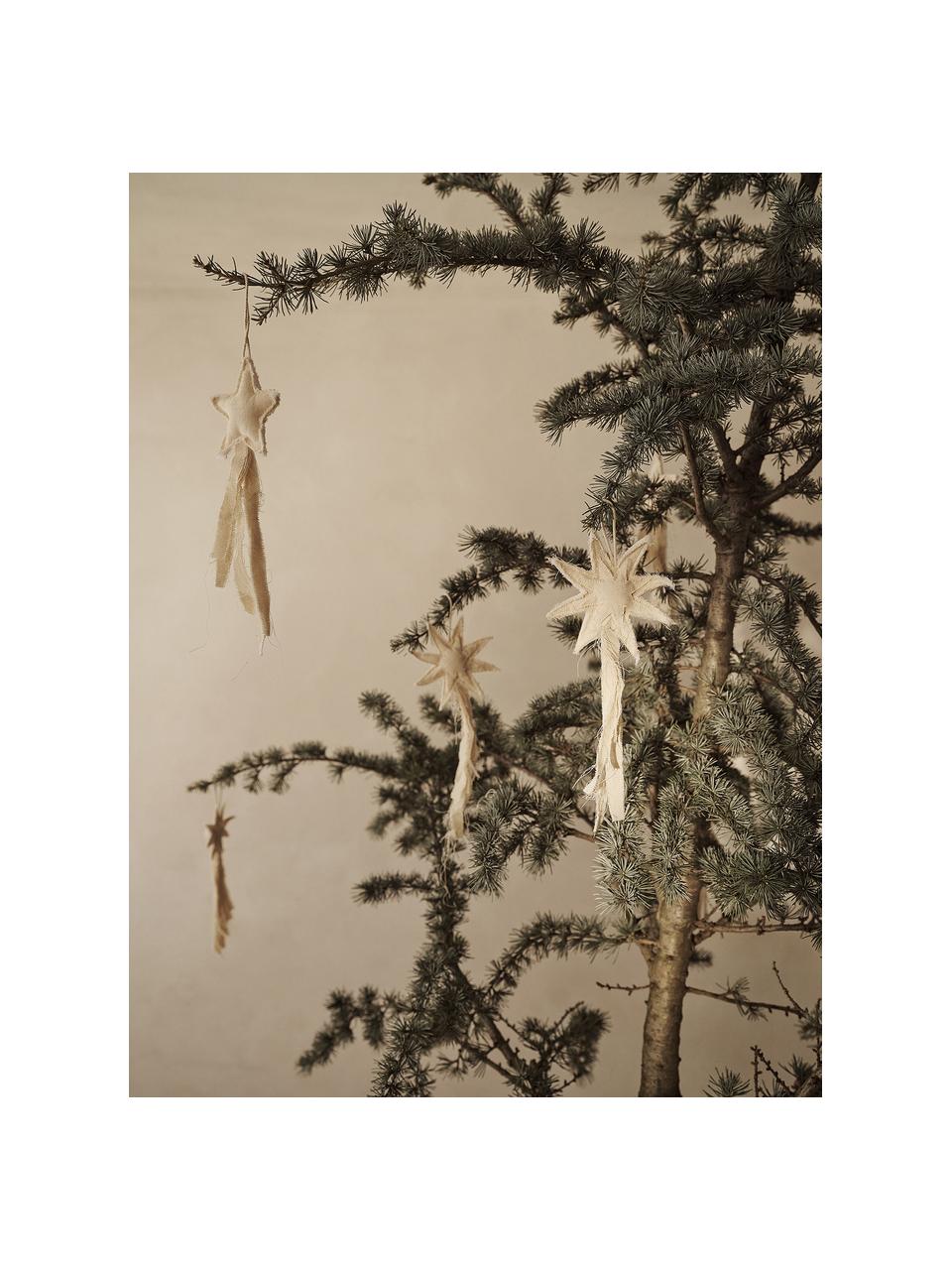 Décorations de sapin de Noël en coton bio Vela, 4 élém., Blanc, larg. 8 x haut. 22 cm