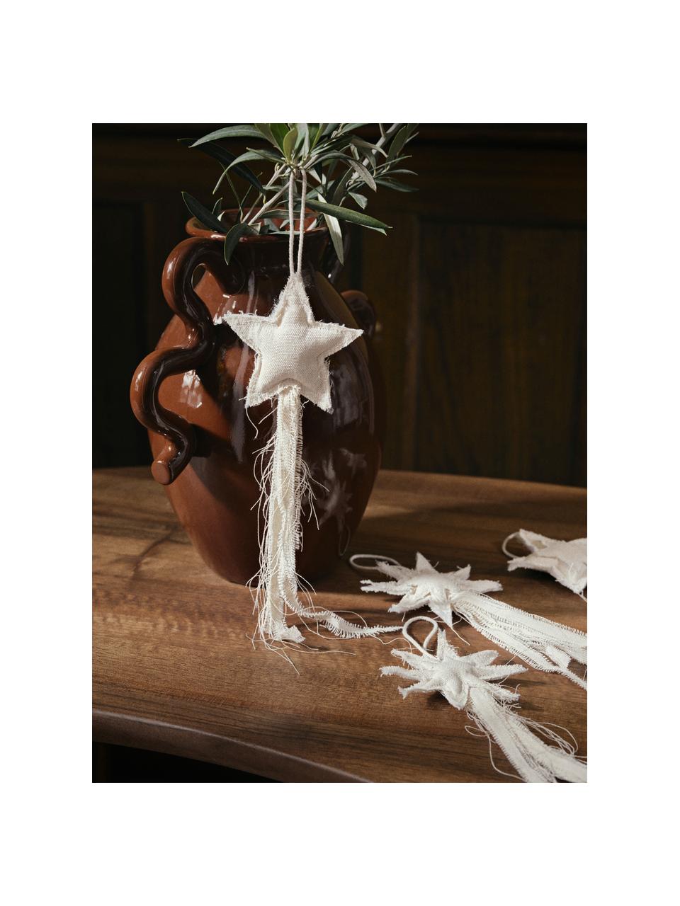 Décorations de sapin de Noël en coton bio Vela, 4 élém., Blanc, larg. 8 x haut. 22 cm