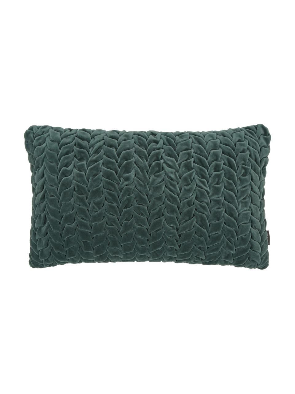 Coussin rectangulaire velours bleu-vert Smock, Bleu-vert, larg. 30 x long. 50 cm