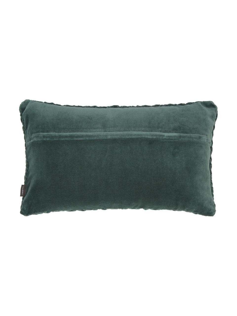 Cuscino in velluto blu-verde con superficie arruffata Smock, Rivestimento: 100% velluto di cotone, Blu-verde, Larg. 30 x Lung. 50 cm