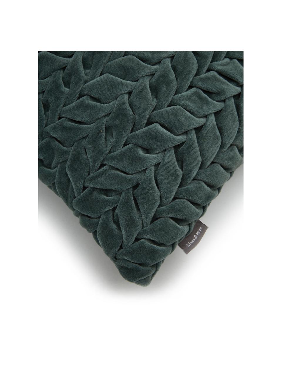 Poduszka z aksamitu z wypełnieniem Smock, Tapicerka: 100% aksamit bawełniany, Niebieskozielony, S 30 x D 50 cm
