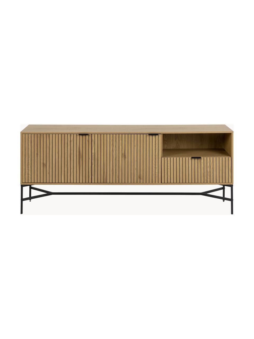 Aparador de madera Jaipur, Estructura: tablero de fibras de dens, Beige claro, negro, An 180 x Al 70 cm