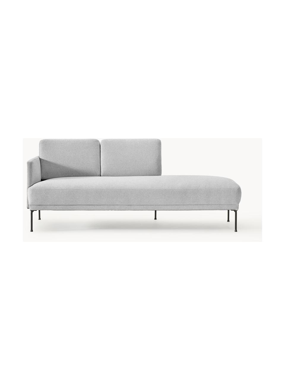 Chaise longue Fluente, Rivestimento: 100% poliestere Con 80.00, Rivestimento: schiuma, Struttura: legno di pino massiccio, , Piedini: metallo verniciato a polv, Tessuto grigio chiaro, Larg. 202 x Prof. 85 cm, parte angolare a sinistra