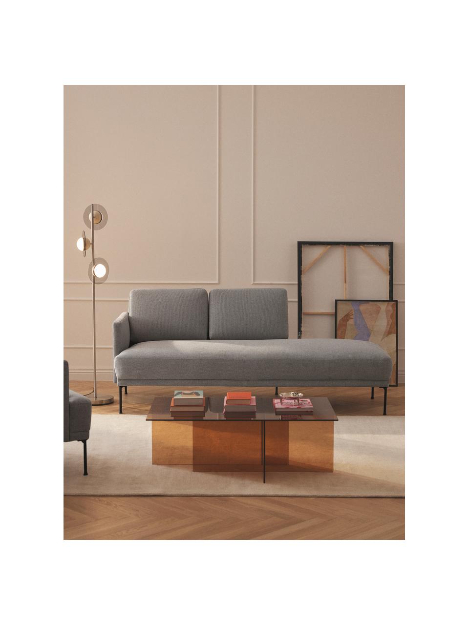 Chaise longue Fluente, Bekleding: 100% polyester Met 80.000, Frame: massief grenenhout, berke, Poten: metaal, gepoedercoat Dit , Geweven stof lichtgrijs, B 202 x D 85 cm, rugleuning links