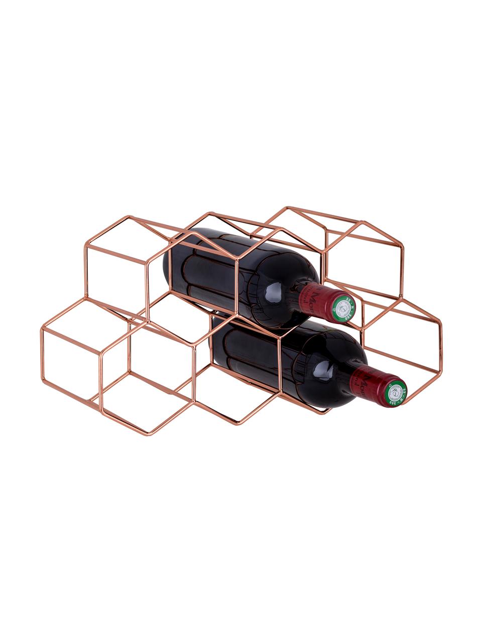Wijnrek Hexagon voor 7 flessen, Koper, Koperkleurig, B 37 cm x H 19 cm