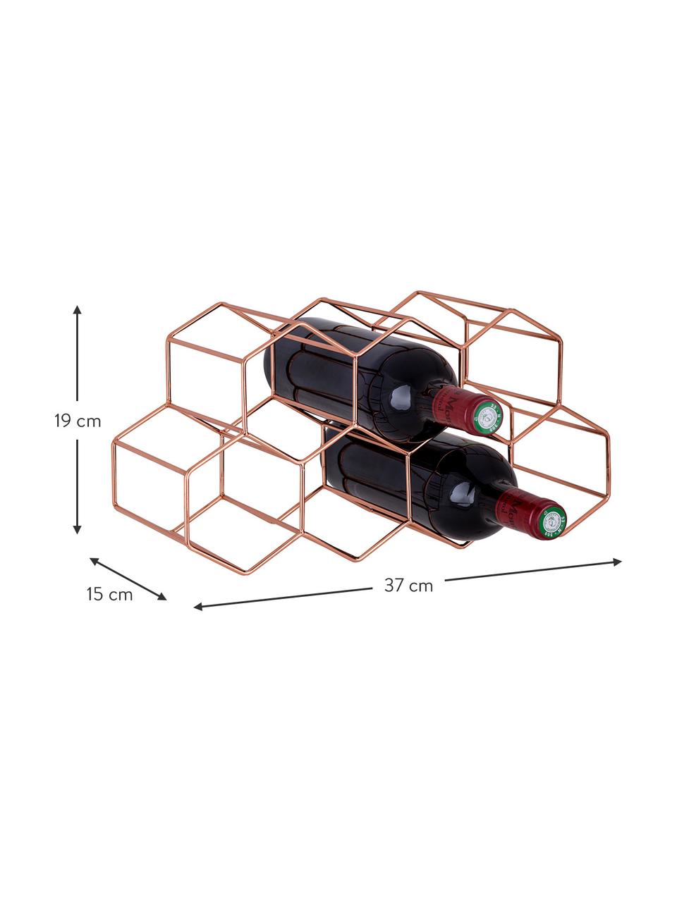 Casier à vin pour 7 bouteilles Hexagon, Cuivre, Cuivre, larg. 37 x haut. 19 cm
