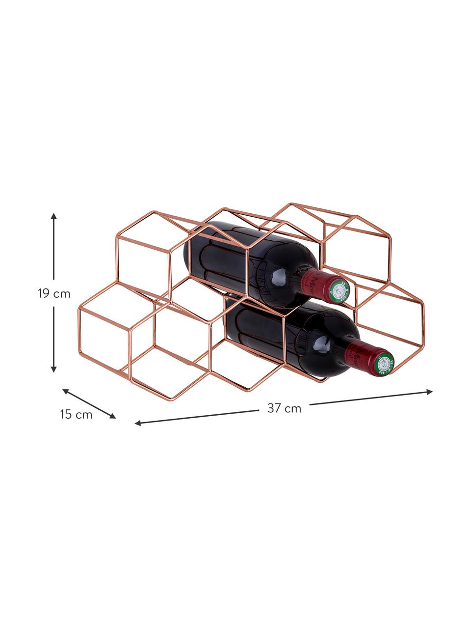 Regál na víno pre 7 fliaš Hexagon, Meď, Medená, Š 37 x V 19 cm