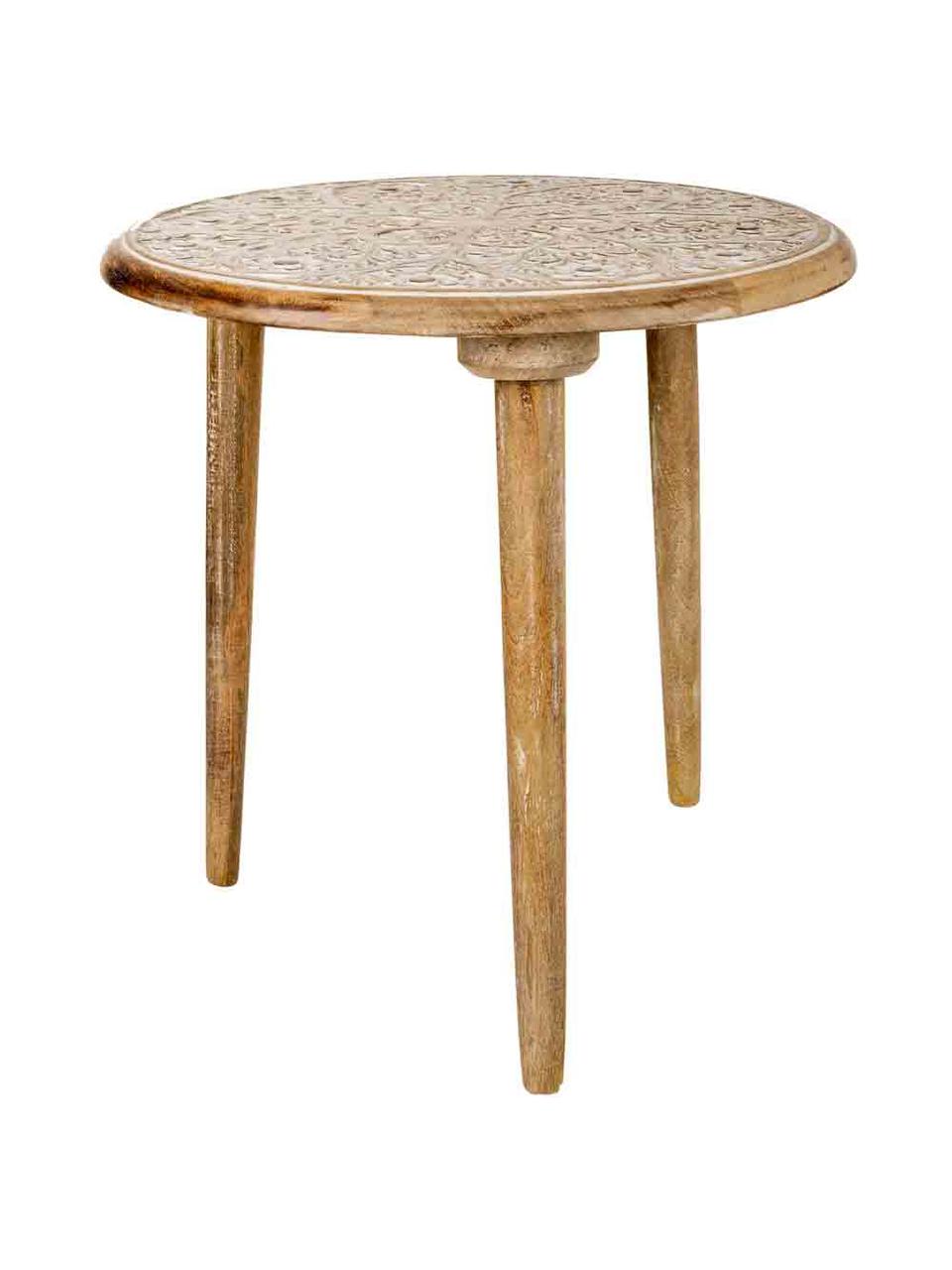 Okrągły stolik pomocniczy z drewna mangowego Flora, Drewno mangowe, Drewno mangowe, Ø 45 x W 45 cm
