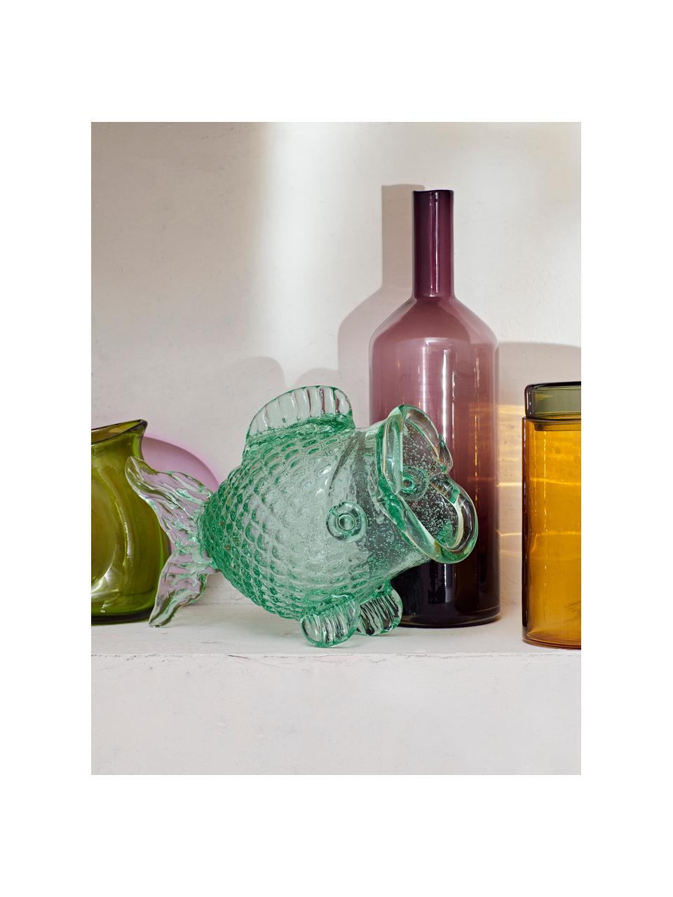 Bocal en verre design Fish, Verre, Vert sauge, larg. 38 x haut. 24 cm