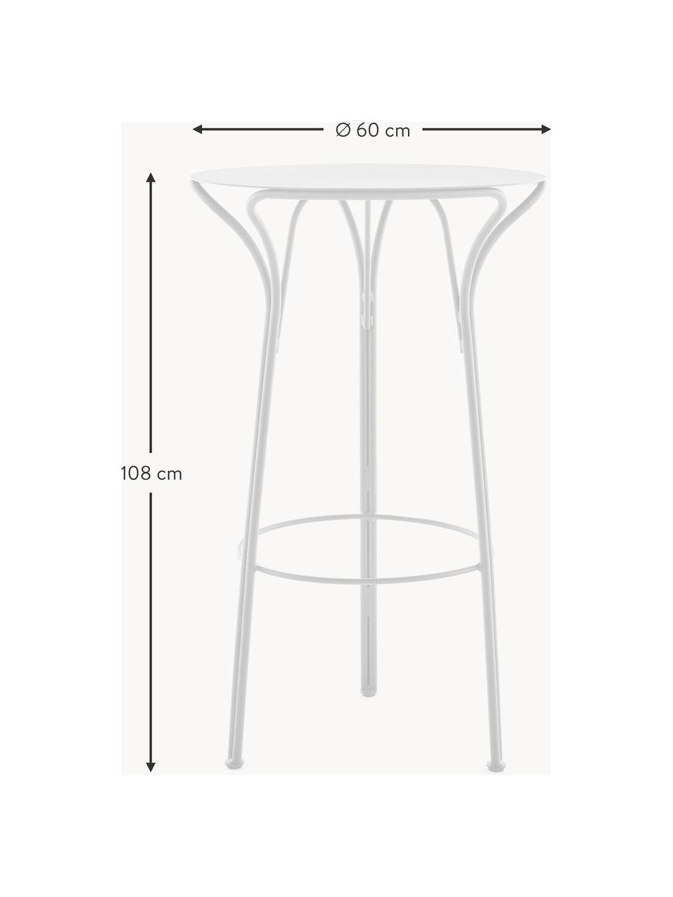 Table haute de jardin ronde Hiray, Ø 60 cm, Acier galvanisé, laqué, Blanc, Ø 60 cm
