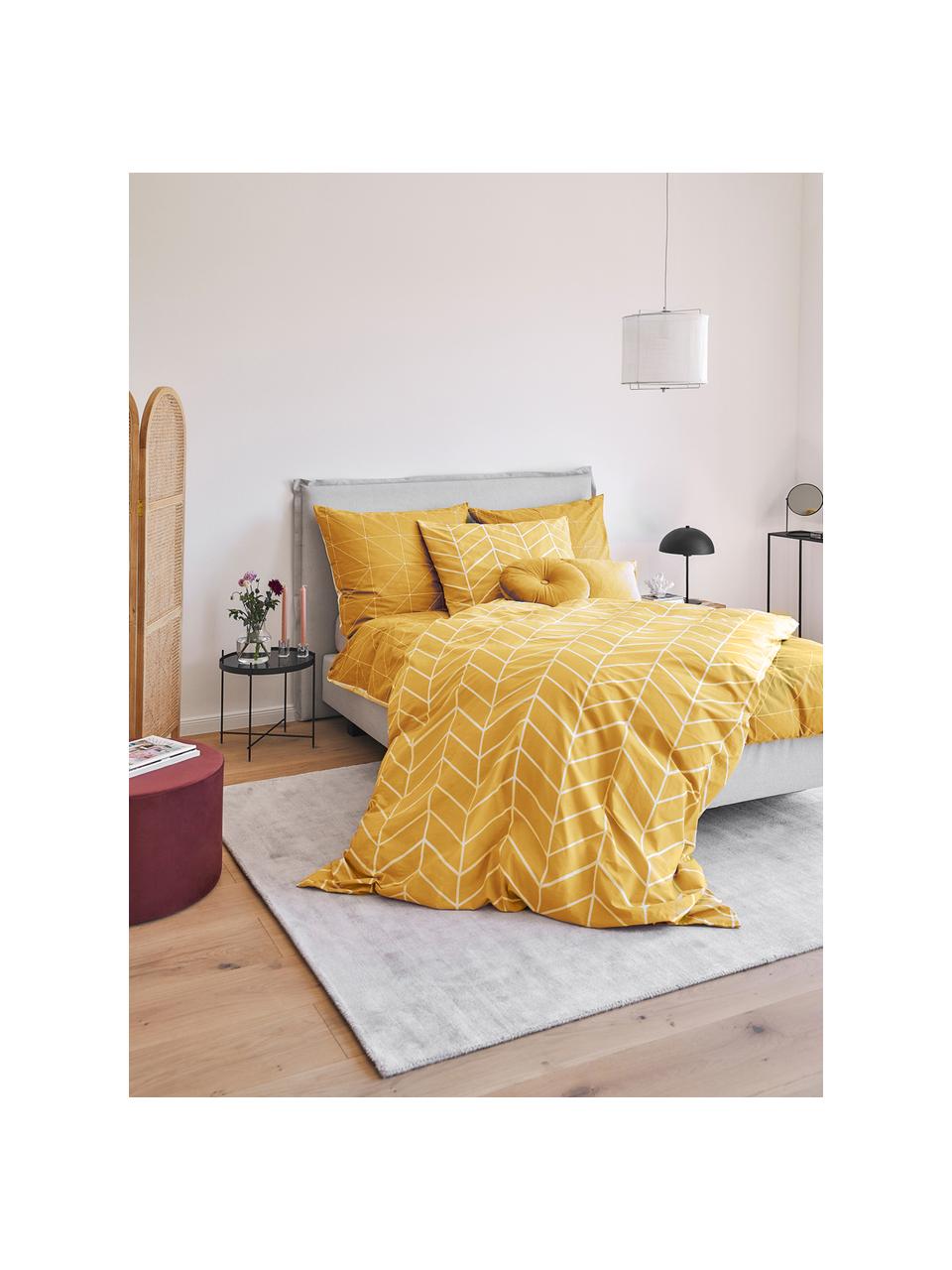 Pościel z bawełny Mirja, Żółty, 200 x 200 cm + 2 poduszki 80 x 80 cm