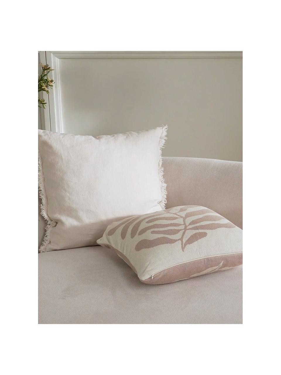 Dwustronna poszewka na poduszkę z bawełny organicznej Émile, 100% bawełna organiczna z certyfikatem GOTS, Beżowy, kremowobiały, S 45 x D 45 cm