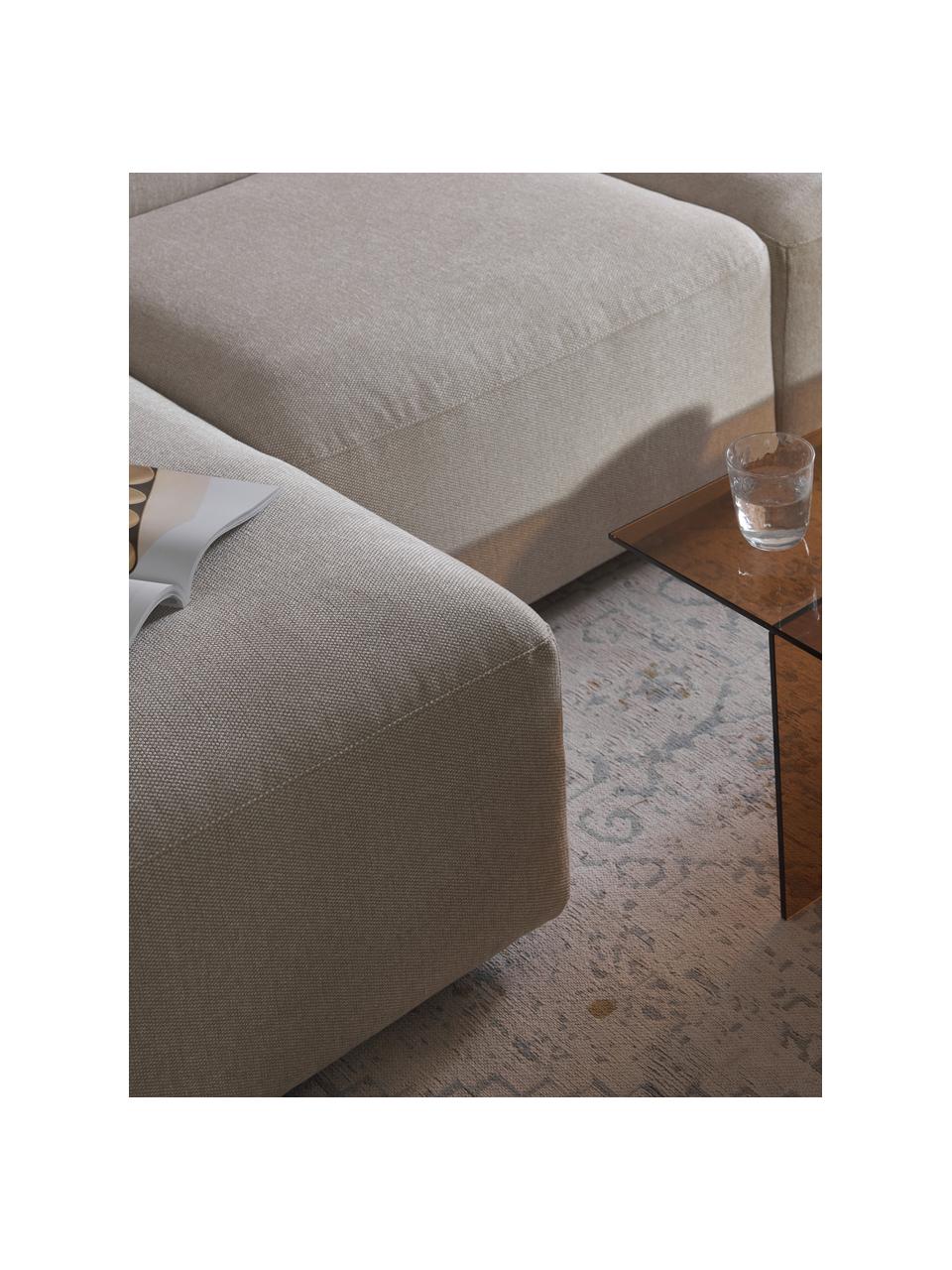 Sofa narożna Melva (4-osobowa), Tapicerka: 100% poliester Dzięki tka, Stelaż: lite drewno sosnowe i świ, Nogi: tworzywo sztuczne, Jasnobeżowa tkanina, S 319 x G 195 cm, lewostronna