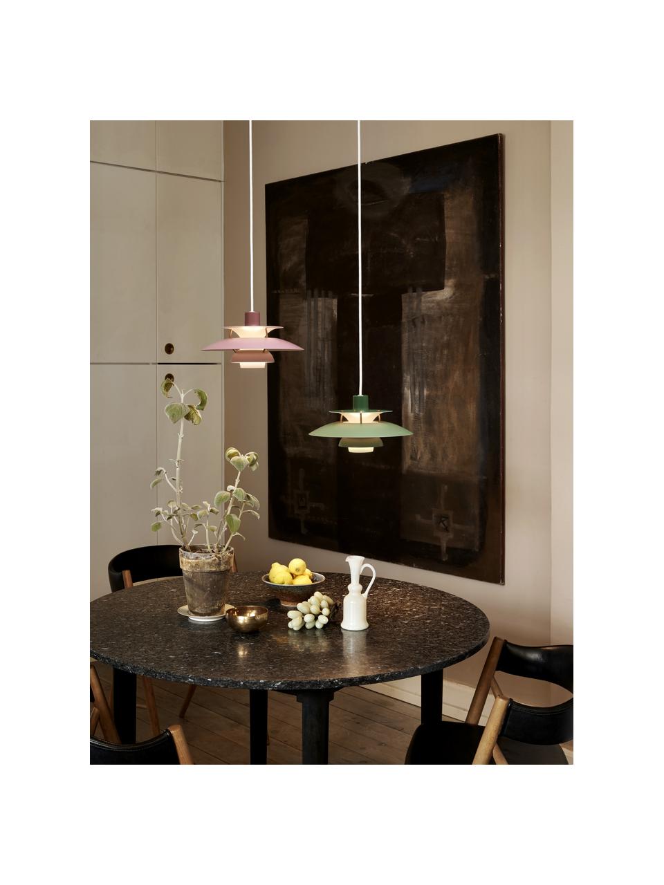Lámpara de techo PH 5 Mini, Pantalla: metal recubierto, Cable: cubierto en tela, Tonos rosas, dorado, Ø 30 x Al 16 cm