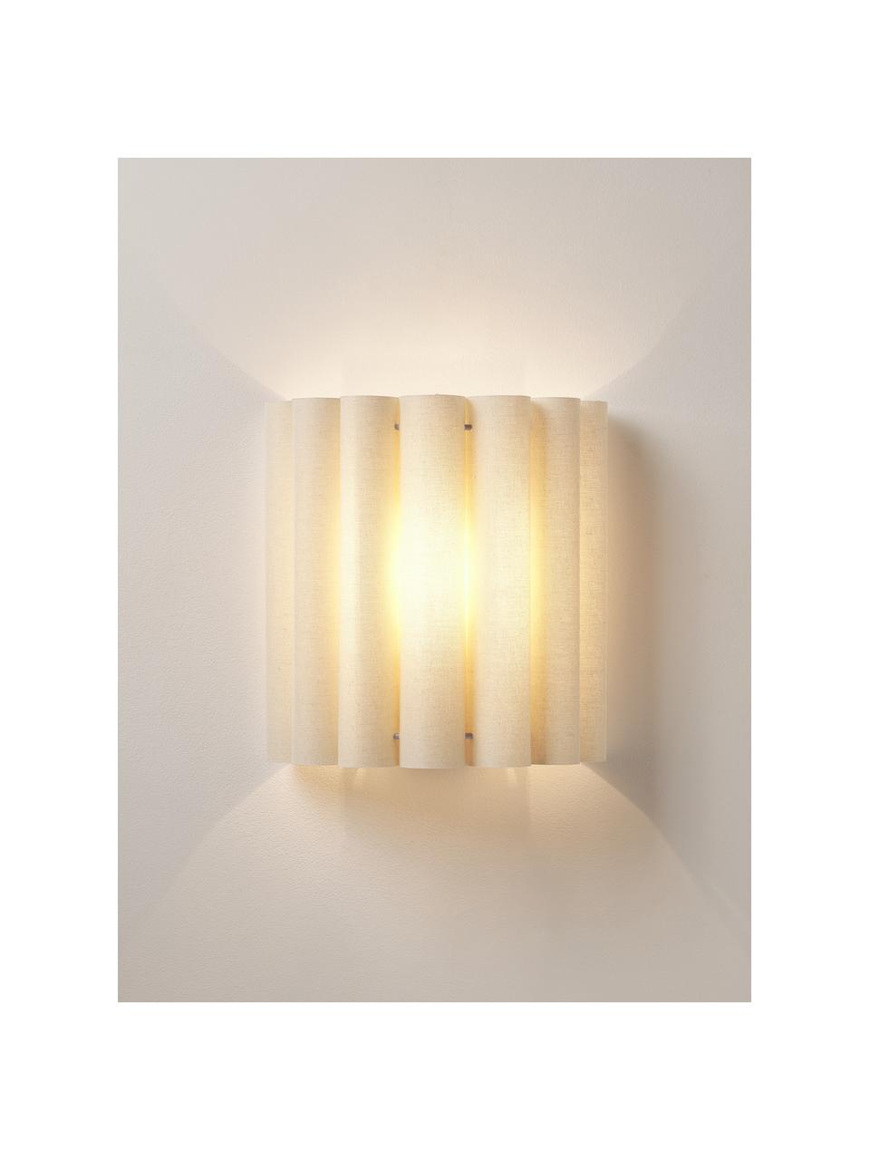 Wandlamp Lucina van linnen, Lampenkap: linnen, Lichtbeige, B 26 x D 13 cm