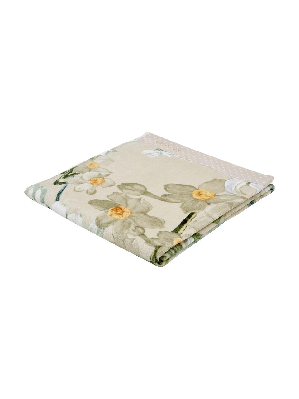 Handdoek Rosalee in verschillende formaten, met bloemenpatroon, 100% biokatoen, GOTS-gecertificeerd, Beige, met patroon, Douchehanddoek, B 70 x L 140 cm
