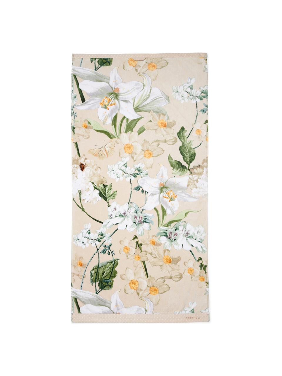 Handtuch Rosalee in verschiedenen Größen, mit Blumen-Muster, 100% Bio-Baumwolle, GOTS-zertifiziert, Beige, gemustert, Duschtuch, B 70 x L 140 cm