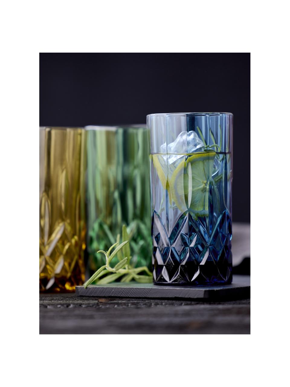 Súprava pohárov na vodu Sorrento, 4 diely, Sklo, Viac farieb, Ø 8 x V 14 cm, 450 ml