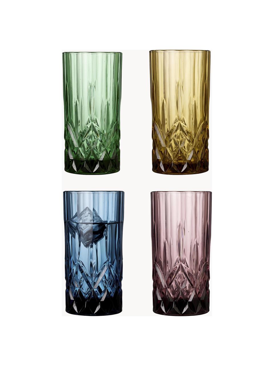 Vasos de colores Sorrento, 4 uds., Vidrio, Multicolor, Ø 8 x Al 14 cm, 450 ml