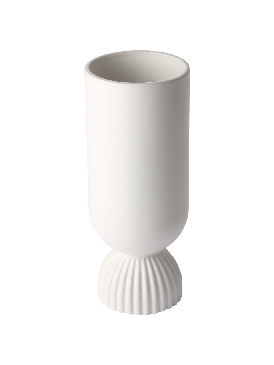 Vase avec détail nervuré Koralle, Grès cérame, Blanc, Ø 60 cm
