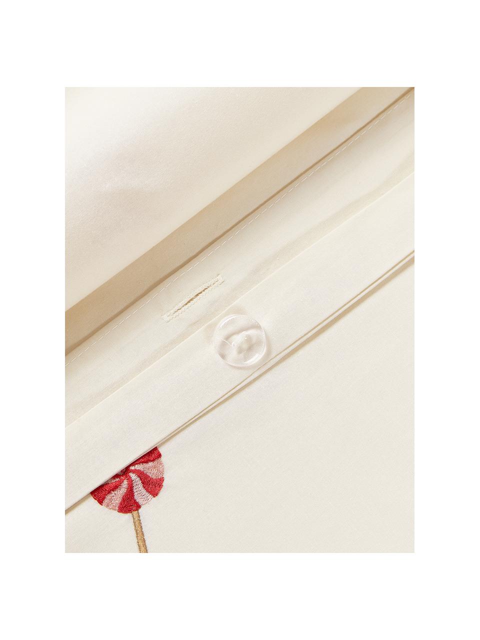 Funda nórdica de percal navideña Lolly, Blanco Off White, multicolor, An 45 x L 110 cm