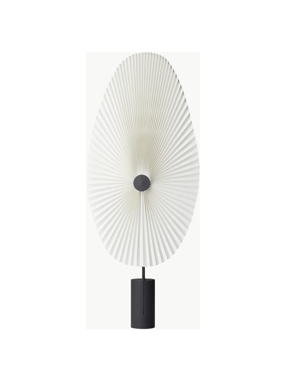 Lampada da terra piccola con luce regolabile Liris, Paralume: lamina in PVC con tessuto, Struttura: acciaio verniciato, Nero, bianco, Alt. 118 cm