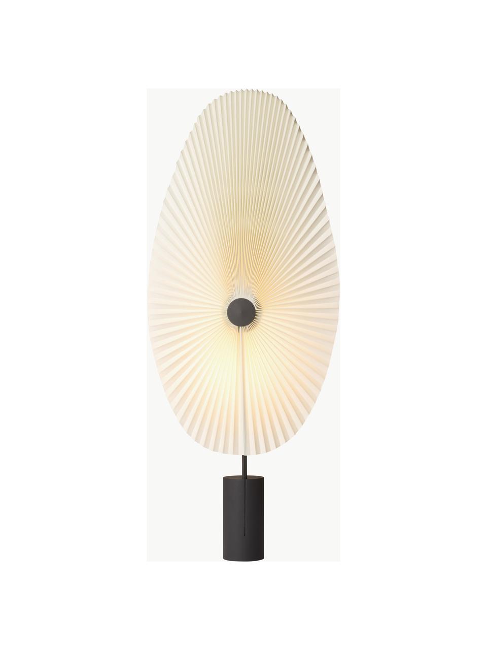 Lampada da terra piccola con luce regolabile Liris, Paralume: lamina in PVC con tessuto, Struttura: acciaio verniciato, Nero, bianco, Alt. 118 cm