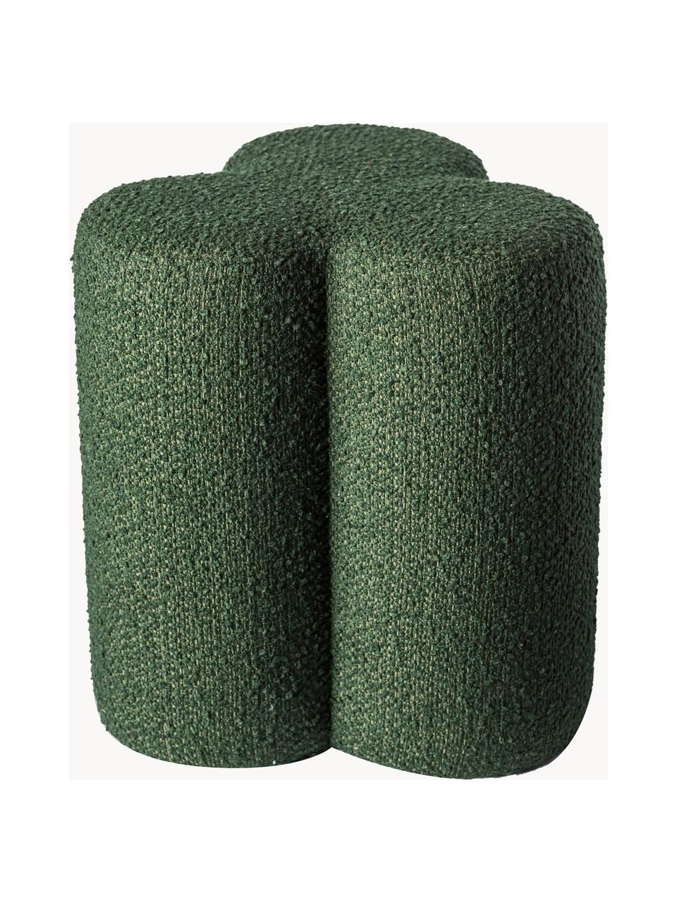 Pouf in bouclé Clover, Rivestimento: bouclé (97% poliestere, 3, Struttura: legno, Bouclé verde scuro, Ø 37 x Alt. 45 cm