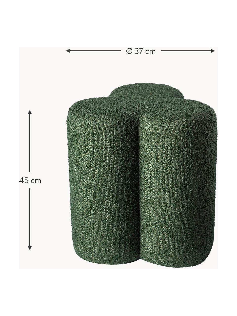 Bouclé poef Clover, Bekleding: bouclé (97 % Polyester, 3, Frame: hout, Bouclé donkergroen, Ø 37 x H 45 cm