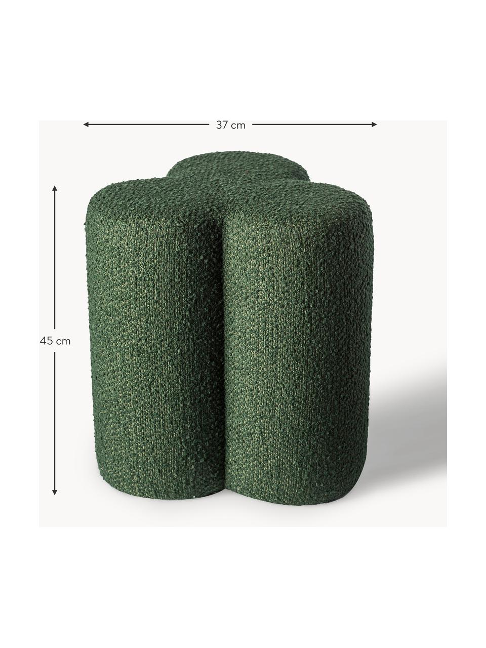 Bouclé-Hocker Clover, Bezug: Bouclé (97 % Polyester, 3, Gestell: Holz, Bouclé Dunkelgrün, Ø 37 x H 45 cm