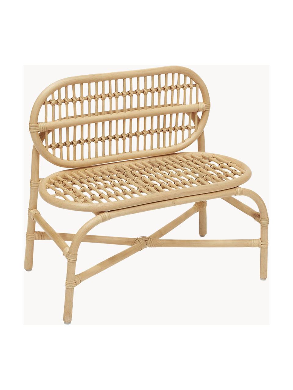 Ręcznie wykonana ławka dziecięca z rattanu Nana Mini, Rattan, Beżowy, S 60 x G 33 cm