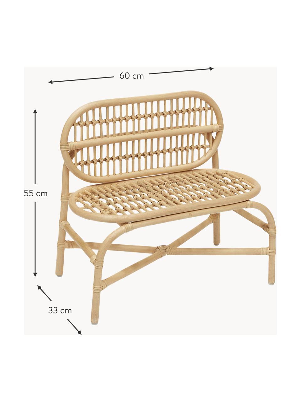 Ručně vyrobená dětská lavice z ratanu Nana Mini, Ratan, Béžová, Š 60 cm, H 33 cm