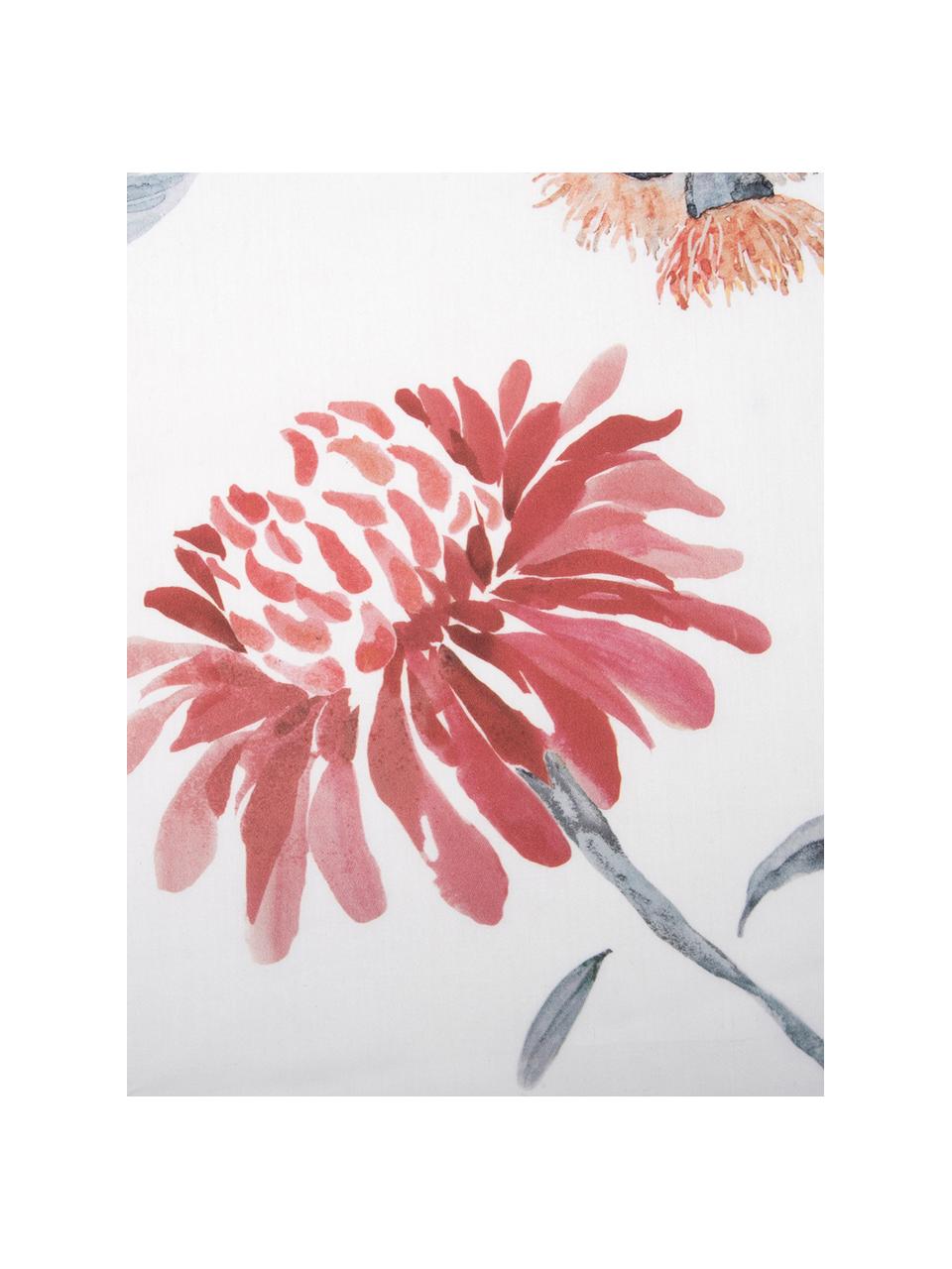 Baumwollsatin-Kissenbezug Evie mit Aquarell Blumen-Muster, 50 x 70 cm, Webart: Satin Fadendichte 210 TC,, Weiss, gemustert, B 50 x L 70 cm