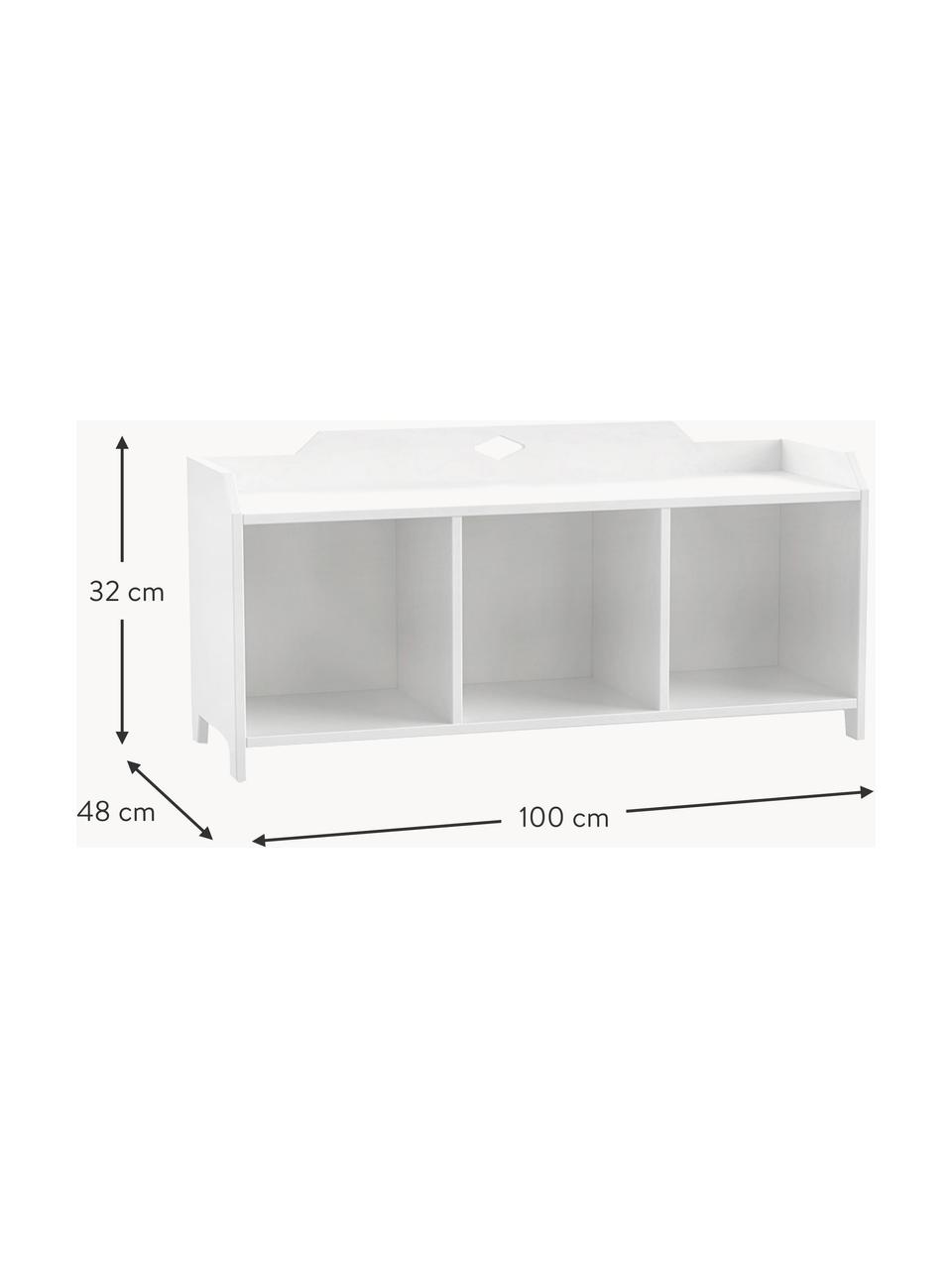 Kinder-Aufbewahrungsmodul Luca, Mitteldichte Holzfaserplatte (MDF), FSC-zertifiziert, Weiss, B 100 x H 32 cm