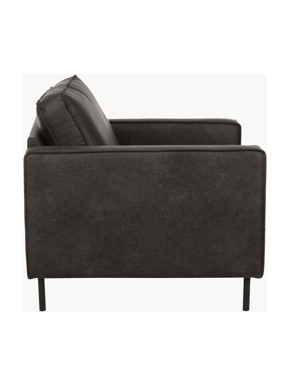 Fauteuil lounge en cuir recyclé Hunter, Cuir anthracite, larg. 87 x prof. 95 cm