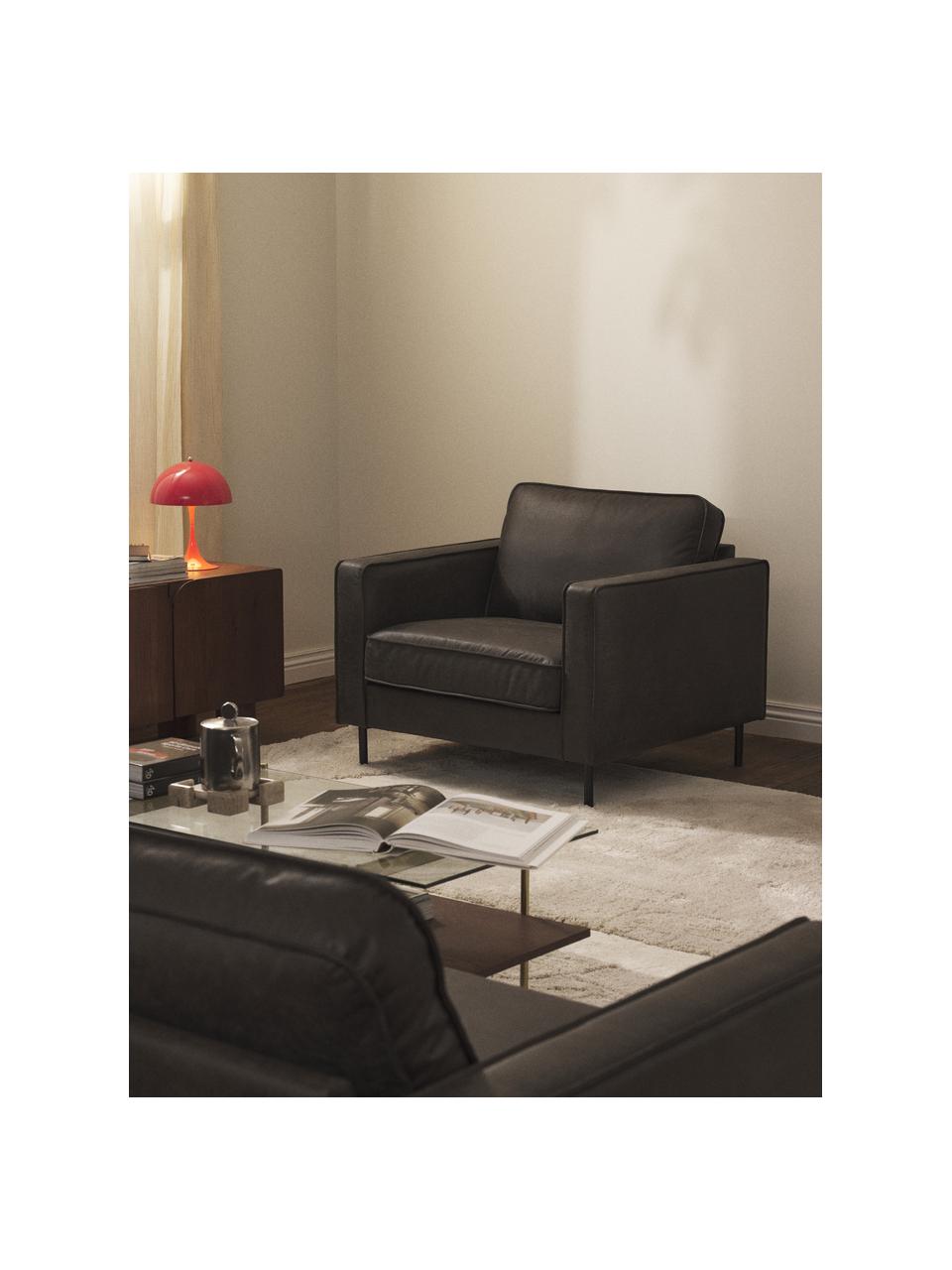 Fauteuil lounge en cuir recyclé Hunter, Cuir anthracite, larg. 87 x prof. 95 cm