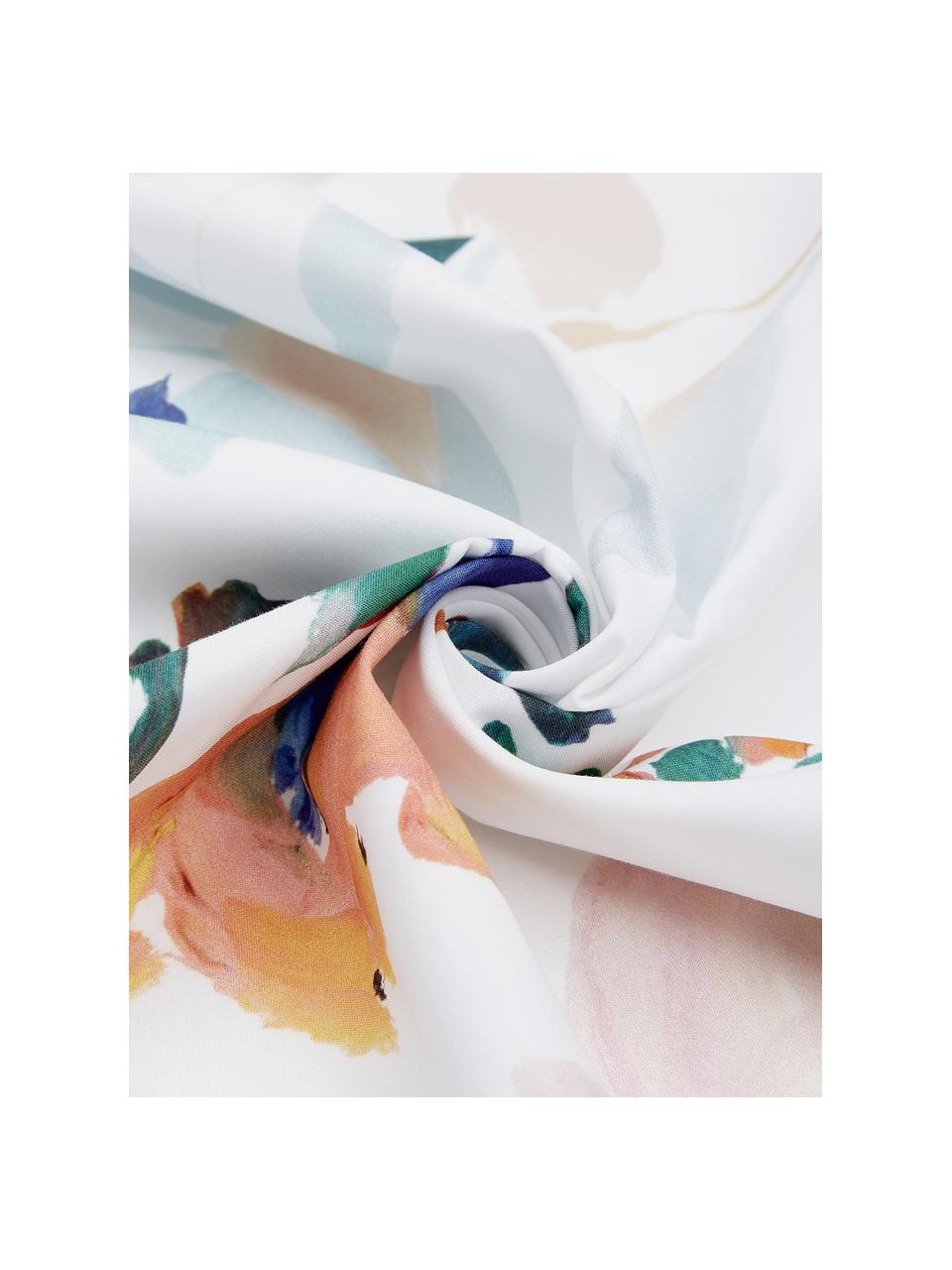 Posteľná bielizeň z bavlneného perkálu s kvetinovou potlačou Steffi, Biela, viac farieb, 200 x 200 cm + 2 vankúše 80 x 80 cm